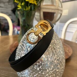 Salvatore Ferragamo Black and Gold leather Belt